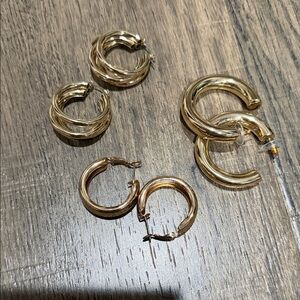 Classic Gold Hoop Earrings – Polished Gold Tone Women's Jewelry Bundle